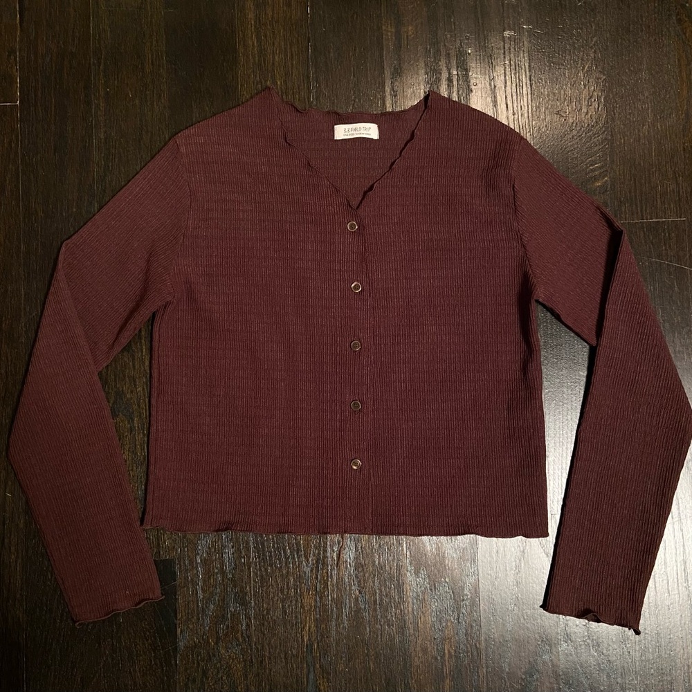 3.3 Field Trip Korean Brown Pleated Cardigan